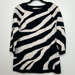 Jones New York Boatneck Zebra Knit Sweater size M